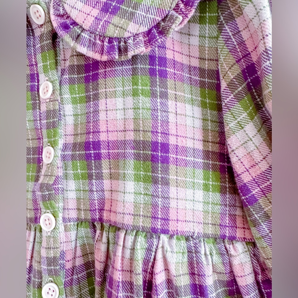 Plaid Long-Sleeve Kids Dress - Picture 6 of 12